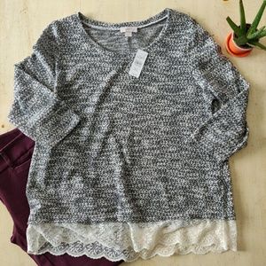 Ann Taylor LOFT sweater lace trim